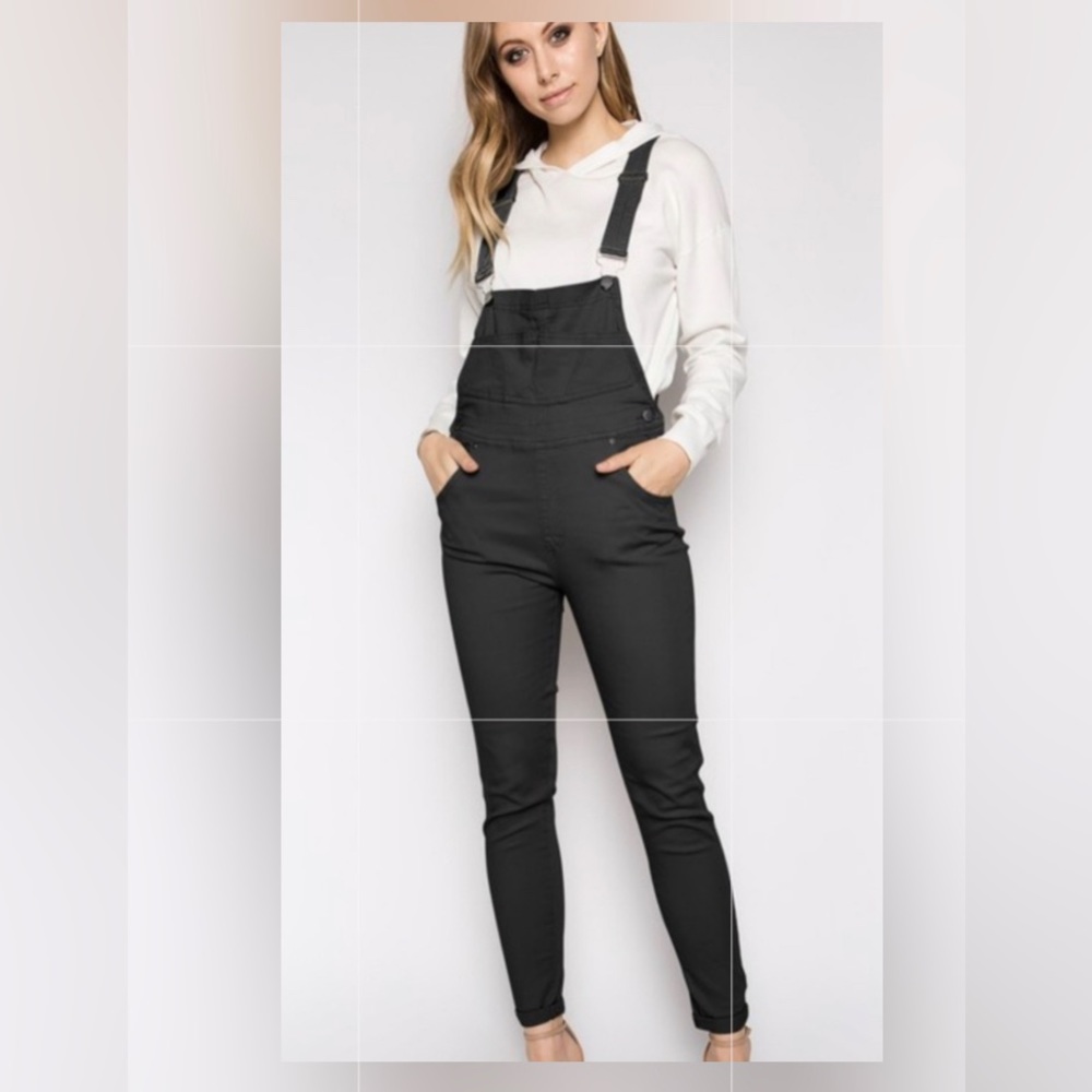 Black jeans overalls